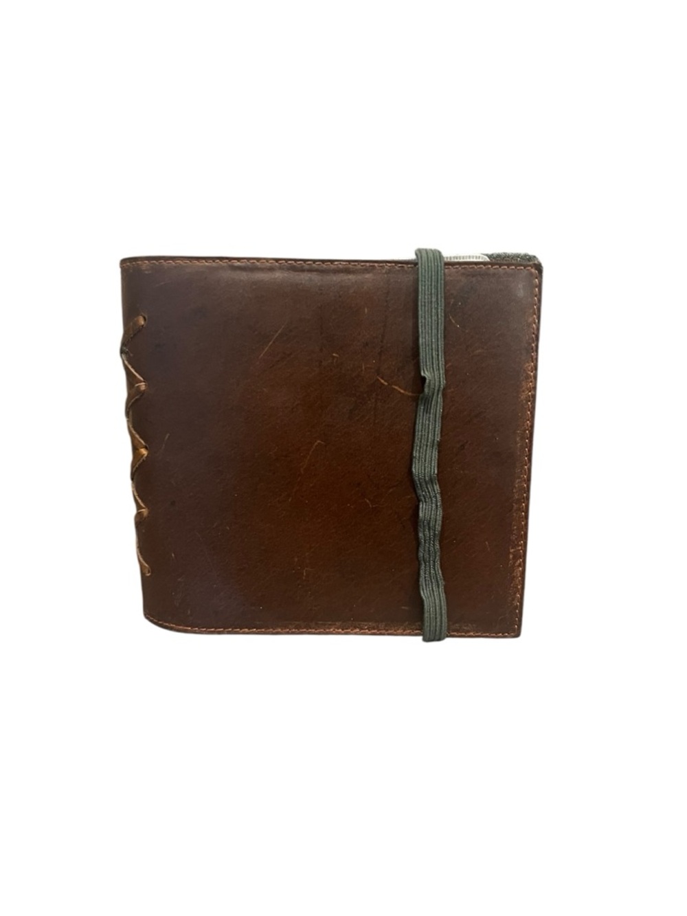 Vintage Handcrafted Brown Leather CD DVD Binder Holder Wrap Around Strap Media